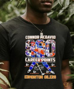 Connor McDavid Career Points Edmonton Oilers signature shirt