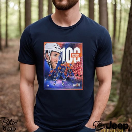 Connor McDavid Edmonton Oilers Has Reached 100 Assists On The NHL Season T Shirt