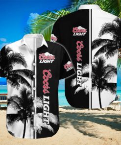 Cool Coors Light Hawaiian Shirt Black And White Palm Tree Gift For Beach Lover