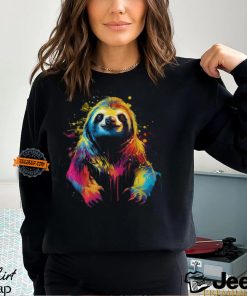 Cool Sloth On Colorful Painted Sloth T Shirt