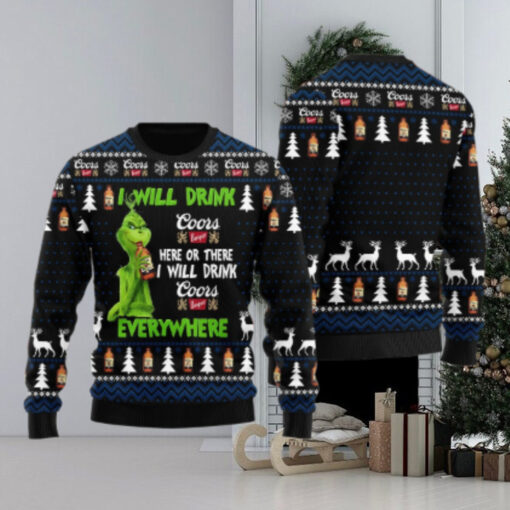 Coors Banquet Grinch Will Drink Everywhere Ugly Sweater