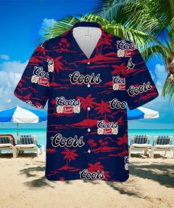 Coors Banquet Hawaiian Button Up Shirt Island Palm Leaves