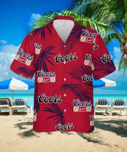 Coors Banquet Hawaiian Button Up Shirt Palm Leaves Pattern