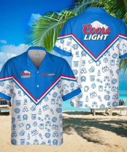 Coors Light Beer Hawaiian Shirt Drawing Pattern