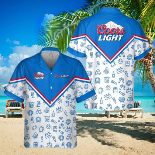 Coors Light Beer Hawaiian Shirt Drawing Pattern