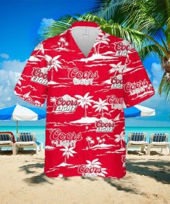 Coors Light Hawaiian Button Up Shirt Island Palm Leaves Shirt