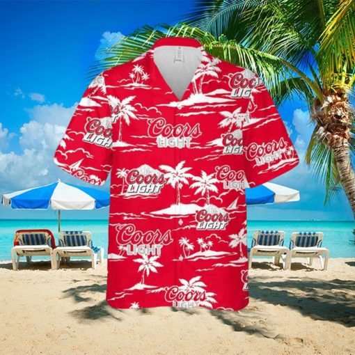 Coors Light Hawaiian Button Up Shirt Island Palm Leaves Shirt