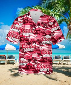 Coors Light Hawaiian Button Up Shirt Sea Island Pattern