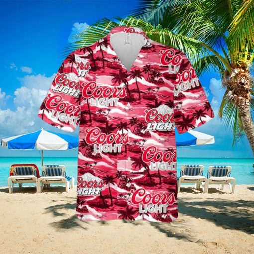 Coors Light Hawaiian Button Up Shirt Sea Island Pattern