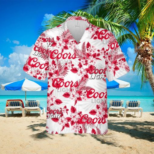 Coors Light Hawaiian Flowers Pattern Shirt Hawaiian Beer