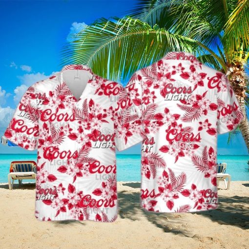 Coors Light Hawaiian Shirt Hibiscus Flower Pattern Beach Lovers Gift