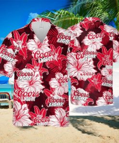 Coors Light Hawaiian Shirt Tropical Flower Pattern Practical Beach Gift