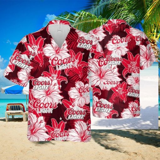 Coors Light Hawaiian Shirt Tropical Flower Pattern Practical Beach Gift