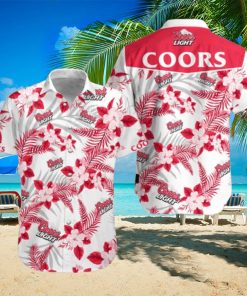 Coors Light Hawaiian Shirt Tropical Flowers All Over Print