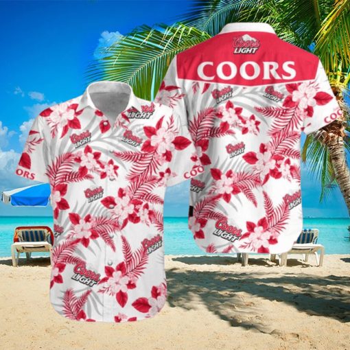 Coors Light Hawaiian Shirt Tropical Flowers All Over Print