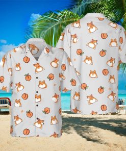 Corgi Butt And Peaches Seamless Hawaiian Shirt Aloha Casual Shirt For Men And Women