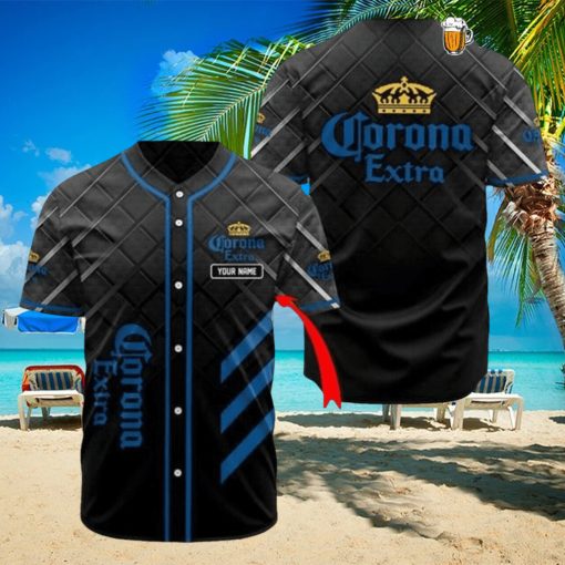 Corona Beer Custom Black Logo Baseball Jersey Beach Brew Style