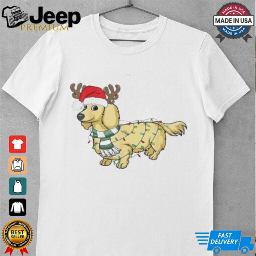 Cream Dachshund Reindeer Santa Dog Merry Christmas shirt