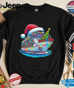 Cruise ship santa Christmas tree lights shirt