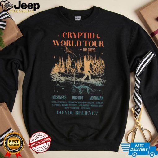 Cryptid World Tour The Greys Loch Ness Bigfoot Mothman T Shirt