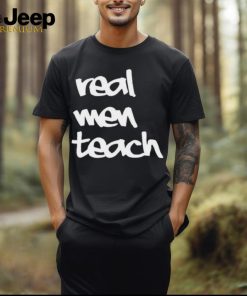 Curtis Valentine wearing real men teach T shirt