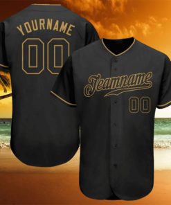 Custom Black Black Old Gold Authentic Baseball Jersey