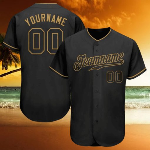 Custom Black Black Old Gold Authentic Baseball Jersey