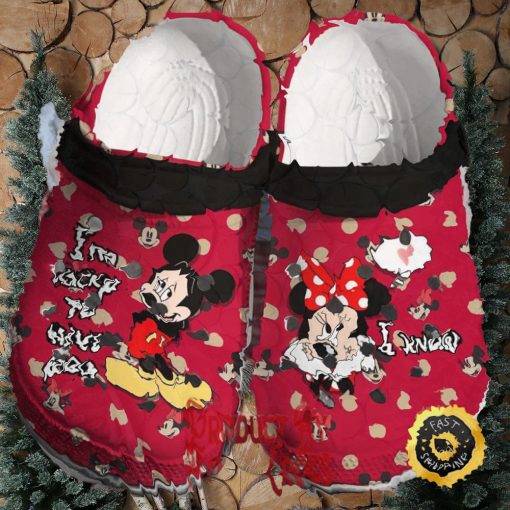 Custom Mickey Minnie I Am Lucky To Have You, Her Know Valentines Crocs