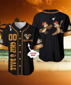 Custom Name And Number Chip & Dale Chipmunk Black Disney Baseball Jersey Shirt