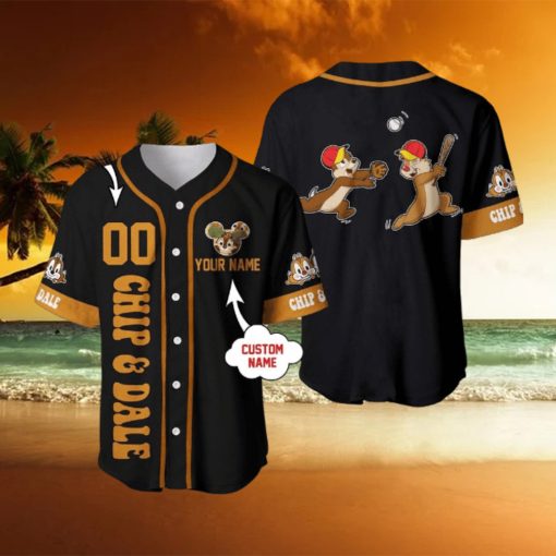 Custom Name And Number Chip & Dale Chipmunk Black Disney Baseball Jersey Shirt