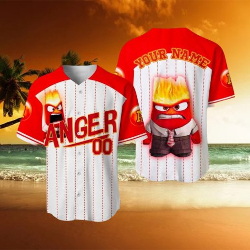 Custom Name And Number Inside Out Anger Baseball Jersey Shirt