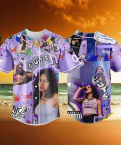 Custom Name And Number Olivia Rodrigo Guts Collage Purple Baseball Jersey Shirt