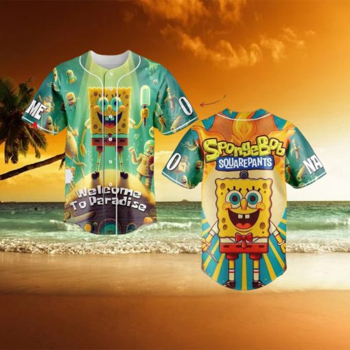 Custom Name And Number Spongebob Squarepants Cartoon Baseball Jersey