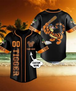 Custom Name And Number Tigger Cartoon Baseball Jersey Shirt