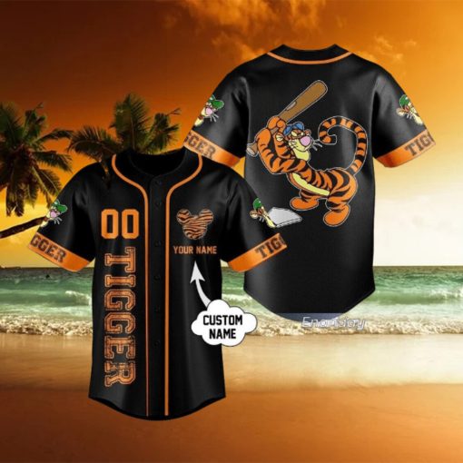 Custom Name And Number Tigger Cartoon Baseball Jersey Shirt