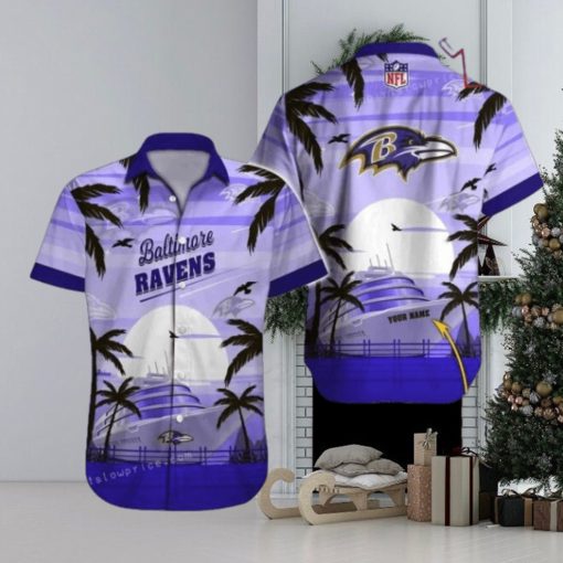 Custom Name Baltimore Ravens Hawaiian Shirt NFL Football Hawaiian Shirt Outfit