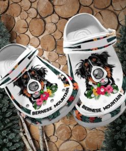 Custom Name Bernese Mountains Floral Dog Crocs for Moms