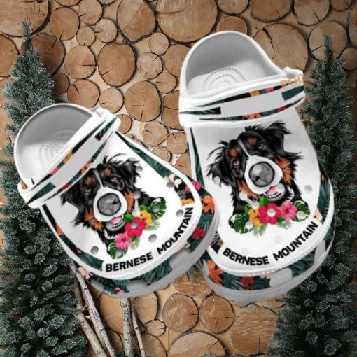 Custom Name Bernese Mountains Floral Dog Crocs for Moms