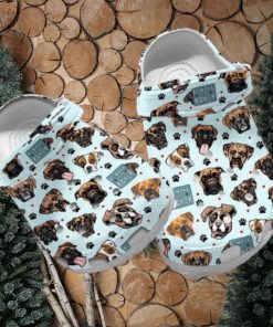 Custom Name Boxer Hibiscus Dog Crocs Shoes for Boxer Fans