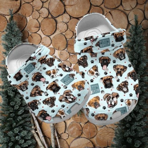 Custom Name Boxer Hibiscus Dog Crocs Shoes for Boxer Fans