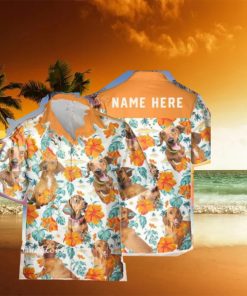 Custom Name Dachshund Dog Hibiscus Flowers All 3D Printed Ting Hawaiian Shirt