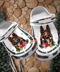 Custom Name German Shepherd Floral Dog Crocs for Moms