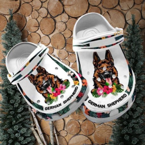 Custom Name German Shepherd Floral Dog Crocs for Moms