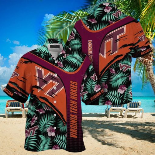 Custom Name Green Orange NCAA Virginia Tech Hokies Hawaiian Shirt