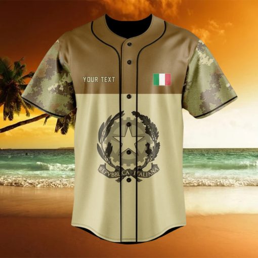 Custom Name Italy Coat Of Arms Camo Style Baseball Jersey Shirt Gift For Men And Women