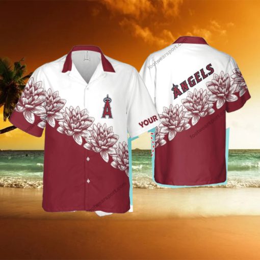 Custom Name MLB Los Angeles Angels Gift Logo All Over Print Hawaiian Shirt Flower Men And Women Gift