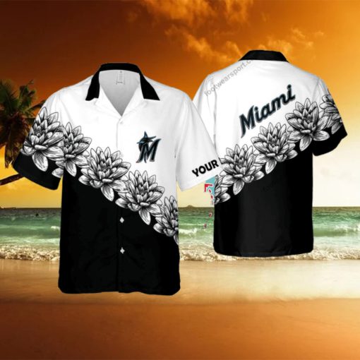 Custom Name MLB Miami Marlins Cruise New 3D Hawaiian Shirt Flower Gift For Fans