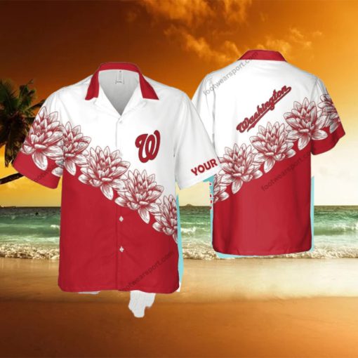 Custom Name MLB Washington Nationals New New 3D Hawaiian Shirt Flower For Summer