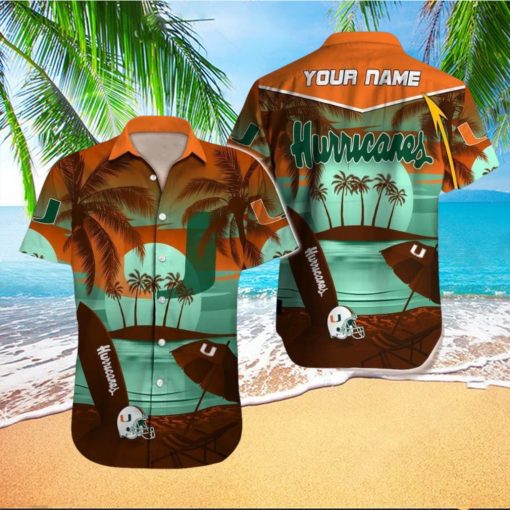 Custom Name Miami Hurricanes NCAA Casual Logo Aloha Hawaiian Shirt