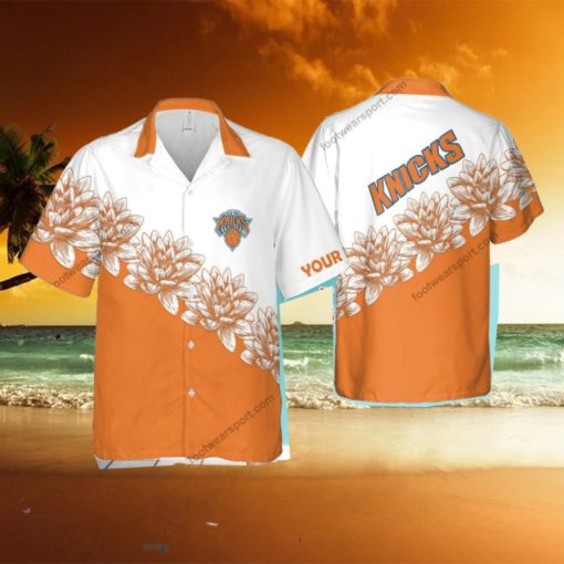 Custom Name NBA New York Knicks Traditional 3D Hawaiian Shirt Flower For Summer